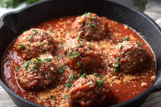 Tasty Meatballs in Tomato Sauce Using Caveman Blend Ground Beef